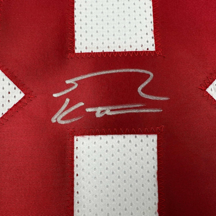 Framed Autographed/Signed George Kittle 35x39 San Francisco White Jersey BAS COA