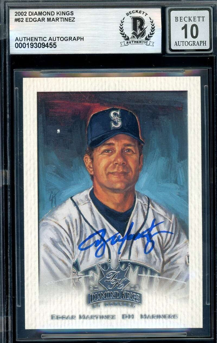 Edgar Martinez Gem Mint 10 Beckett BAS Signed 2002 Donruss Diamond Kings Autogra