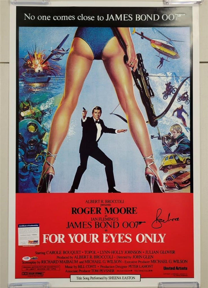 Roger Moore James Bond signed For Your Eyes Only 24x36 Movie Poster auto (A) PSA