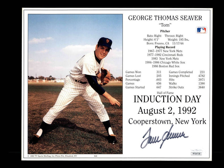 Tom Seaver JSA Coa Signed  8x10 Photo Autograph Mets