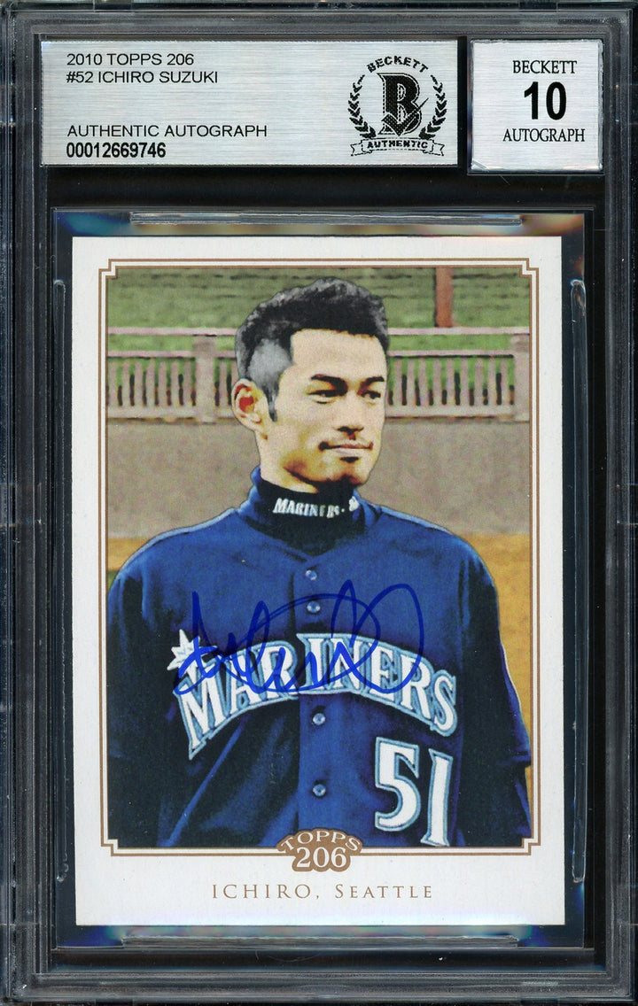 Ichiro Suzuki Signed 2010 Topps 206 Card 52 Seattle Mariners Auto 10 Beckett
