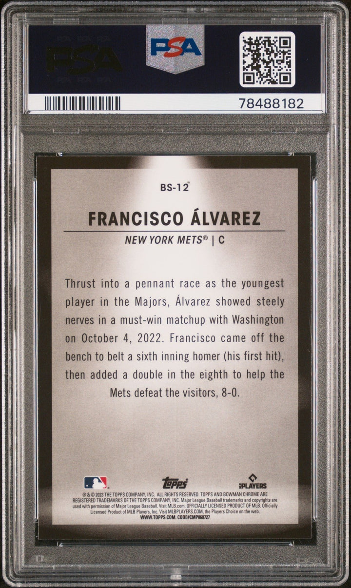 Graded 2023 Bowman Francisco Alvarez #BS12 Spotlights RC Card PSA 10