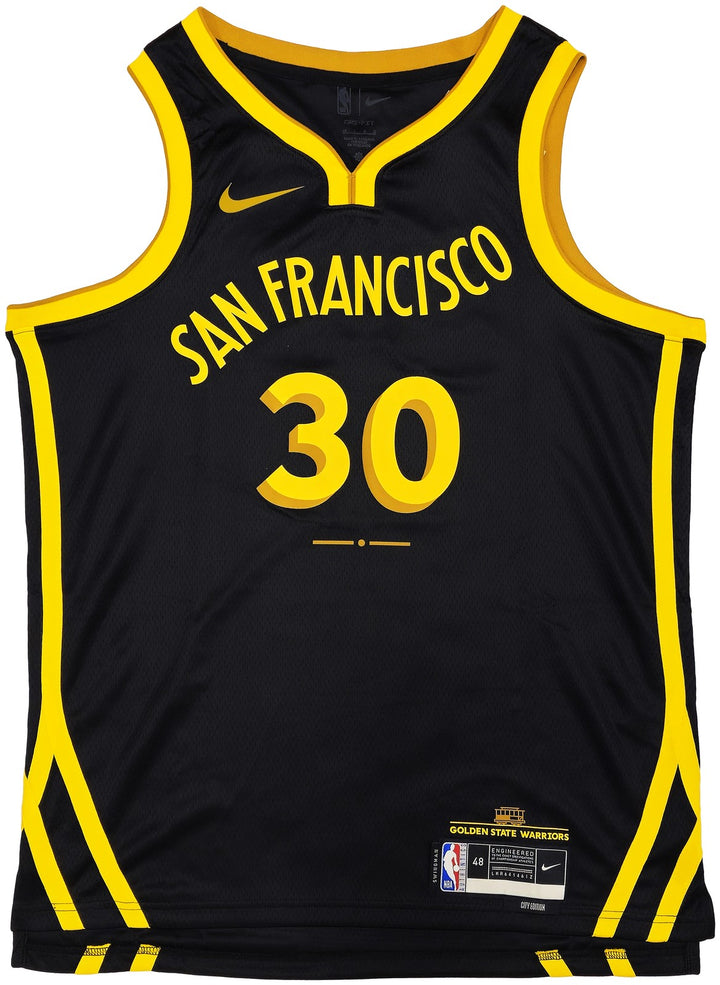 Warriors Stephen Curry Auto Black Nike Swingman City Edition Jersey Size 48 JSA