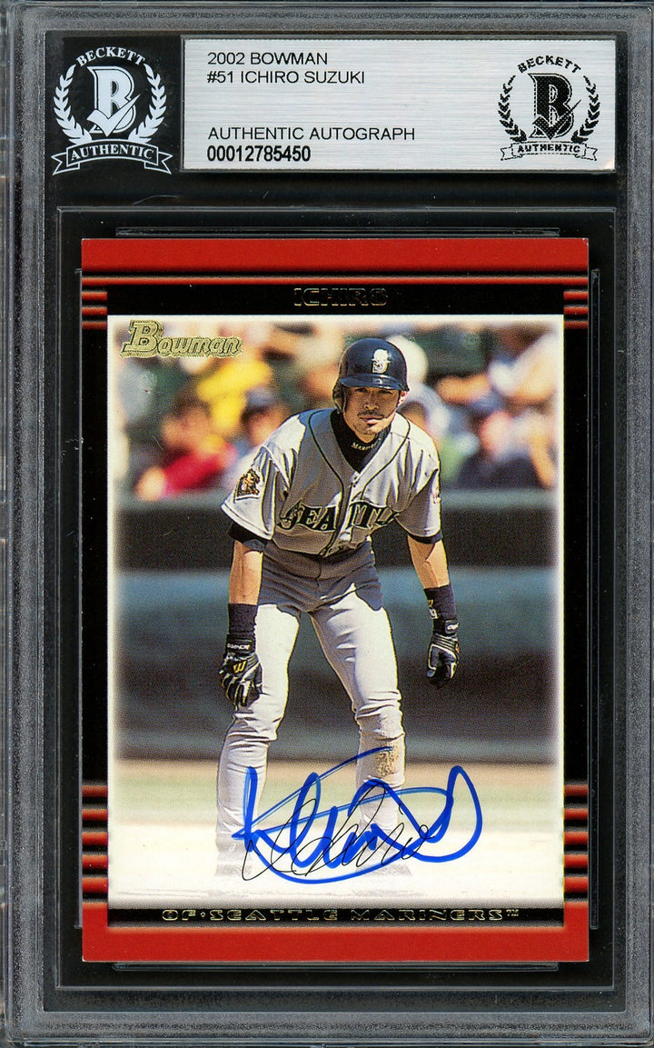 Ichiro Suzuki Signed 2002 Bowman Card 51 Seattle Mariners Beckett