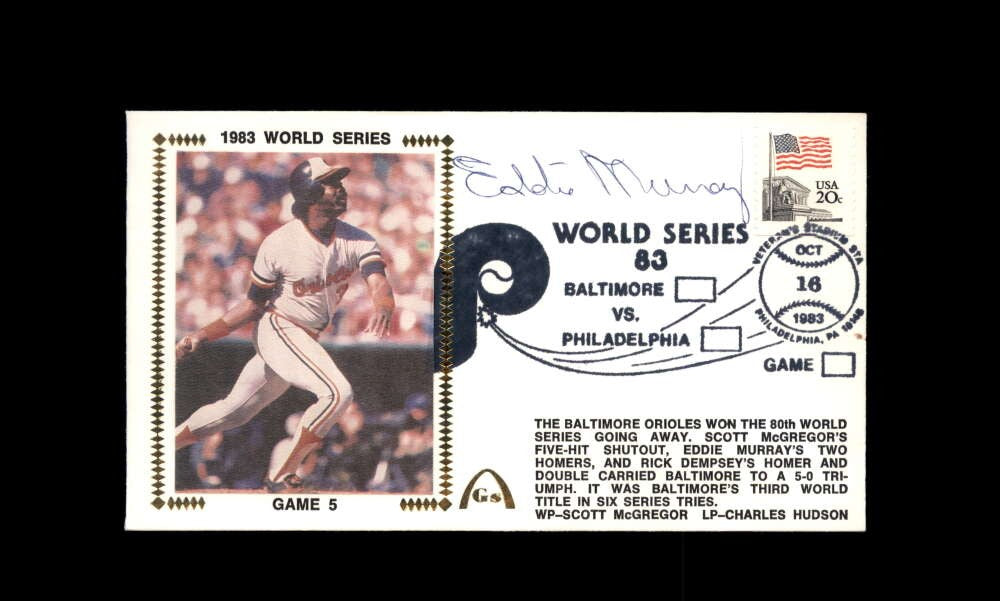 Eddie Murray PSA DNA Signed 1983 First Day Cover Cache FDC World Series Autograp