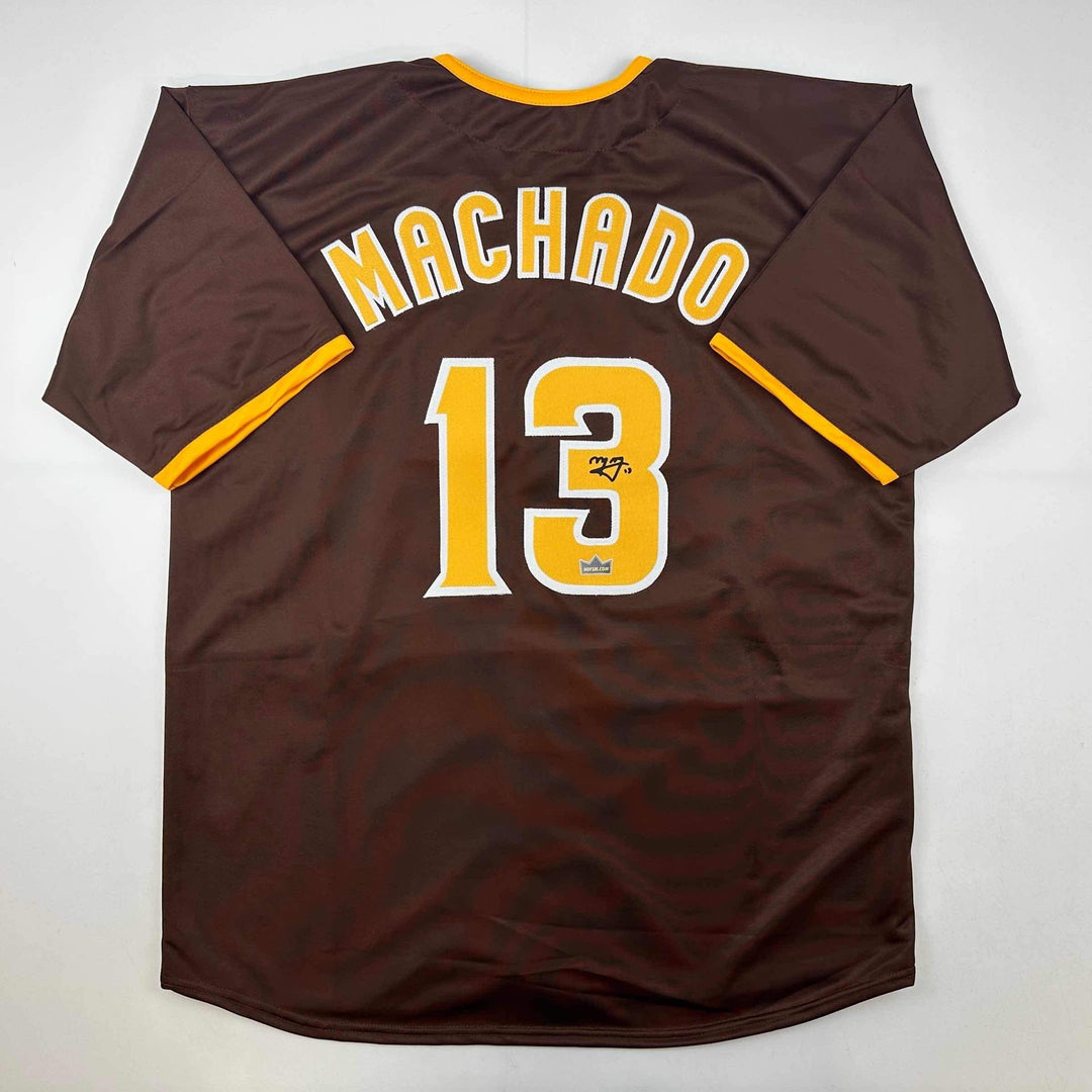 Facsimile Autographed Manny Machado San Diego Brown Reprint Auto Jersey Men's XL