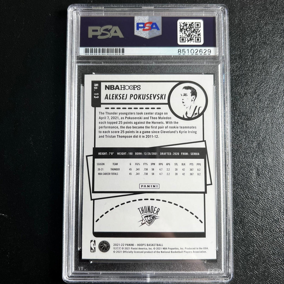 2021-22 Panini Hoops #13 Aleksej Pokusevski Signed Card AUTO PSA Slabbed Thunder