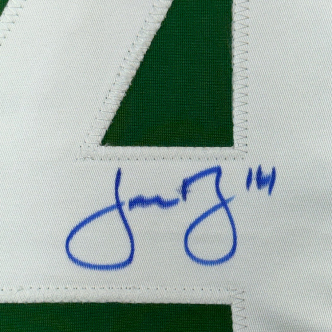 Framed Signed Jamie Benn 35x39 Dallas Green Retro Jersey JSA COA