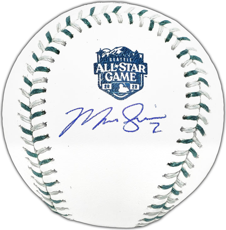 Marcus Semien Signed 2023 ASG Logo Game Baseball Texas Rangers Beckett Wit