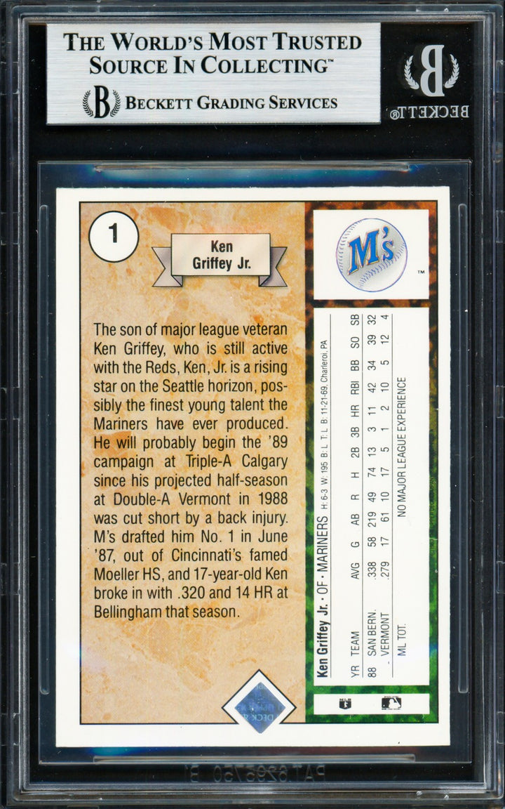 Ken Griffey Jr. Signed 1989 Upper Deck RC 1 Seattle Mariners Beckett