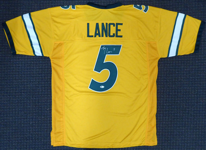 North Dakota State Bison Trey Lance Signed Yellow Jersey Beckett BAS