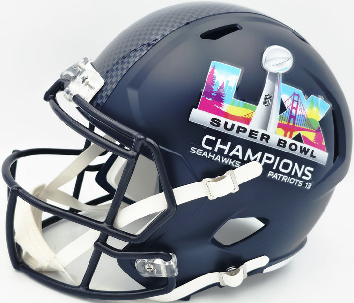 Julian Love Signed Seahawks Blue Full Size SB LX Champions Logo Speed Replica