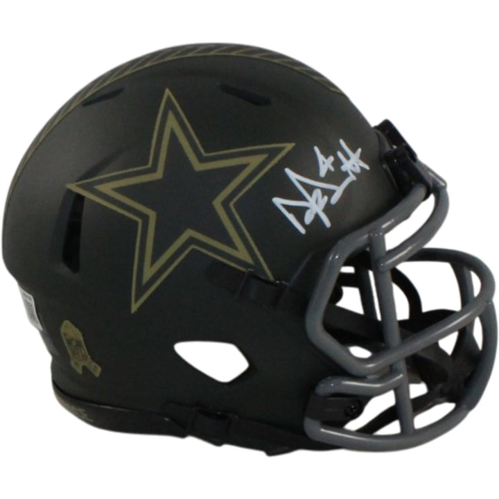Dak Prescott Autographed/Signed Dallas Cowboys 25 STS Mini Helmet Beckett 56329