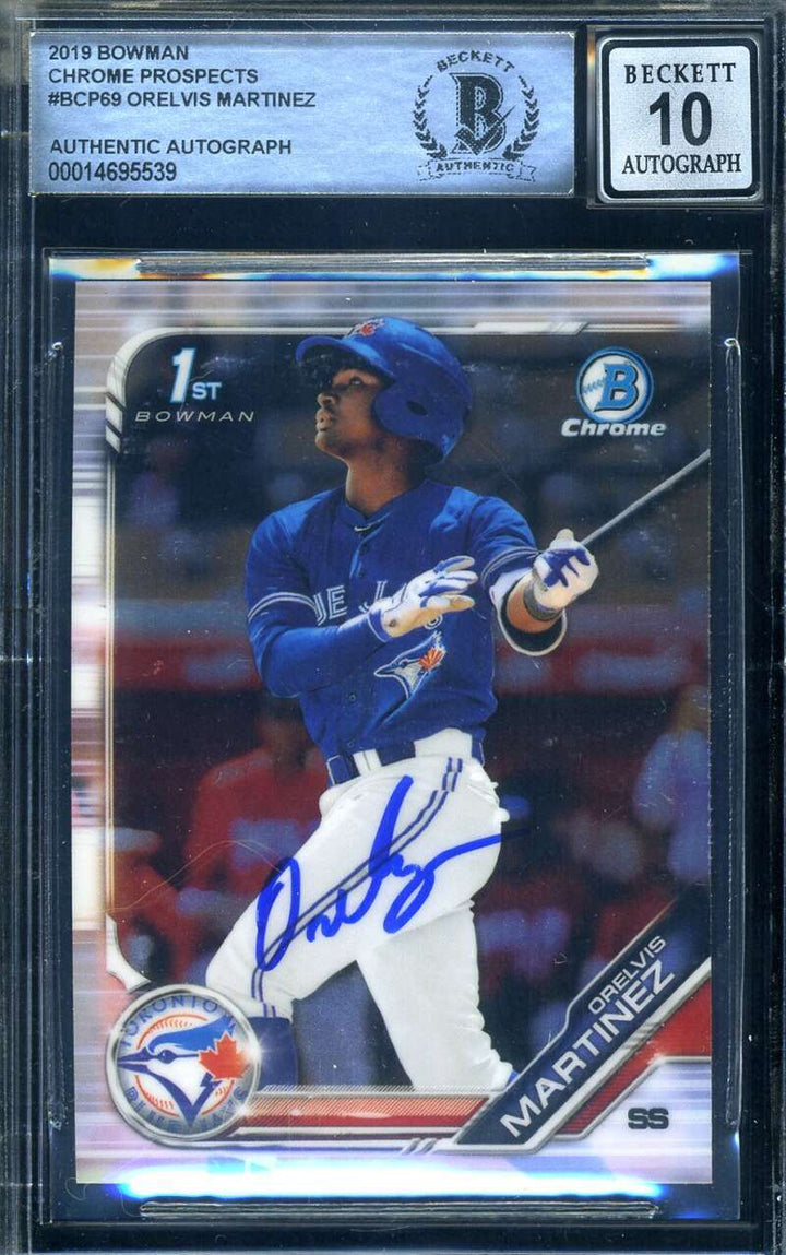 Orelvis Martinez Gem Mint 10 Beckett BAS Signed 2019 Bowman Chrome Rookie