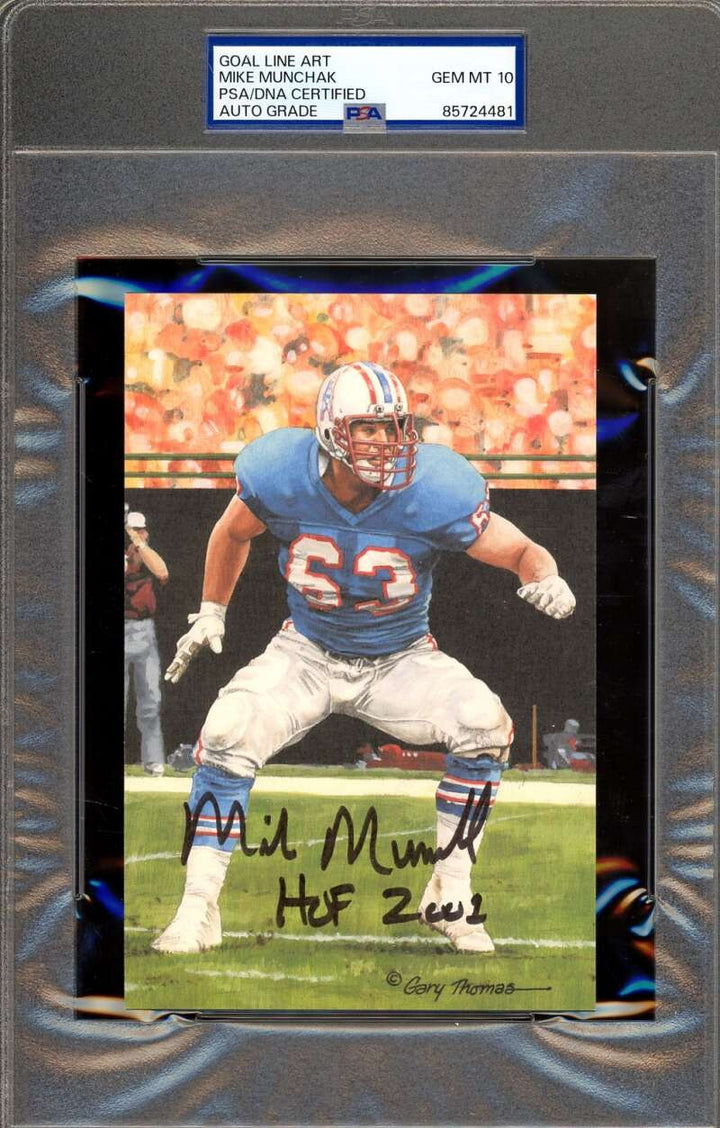 Mike Munchak Gem Mint 10 PSA DNA Signed Goal Line Art Card  Autographed HOF 2001