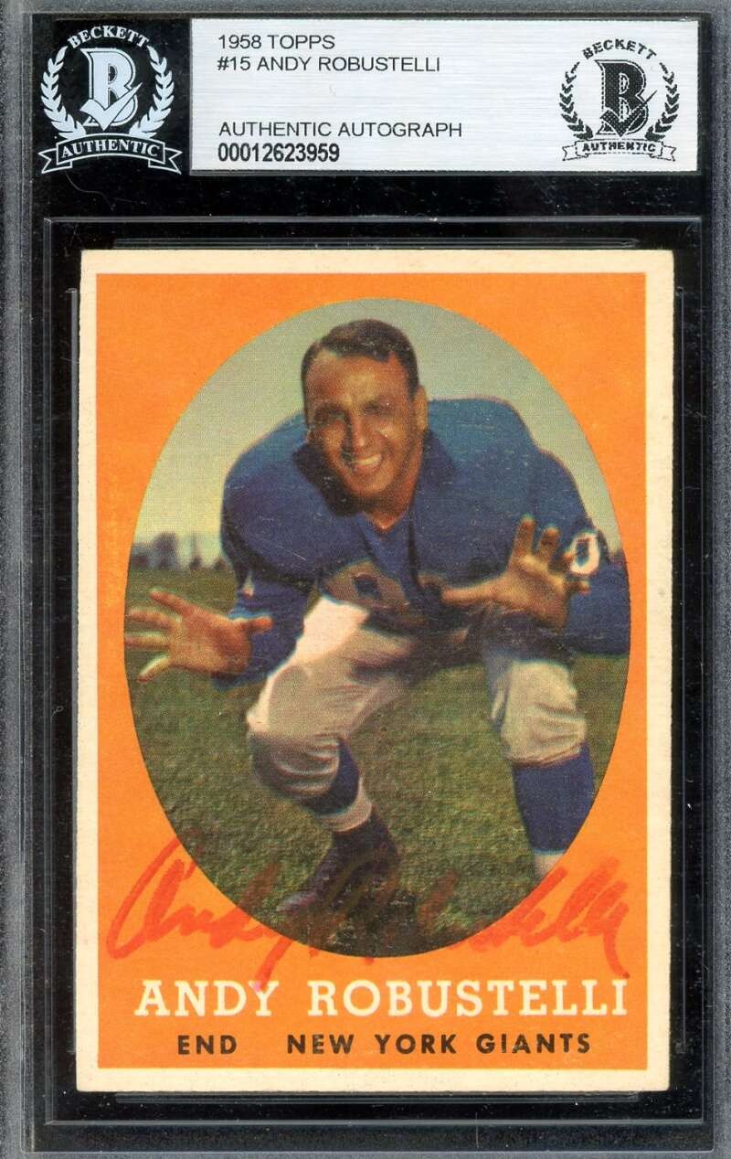 Andy Robustelli Beckett BAS Signed 1958 Topps Autograph