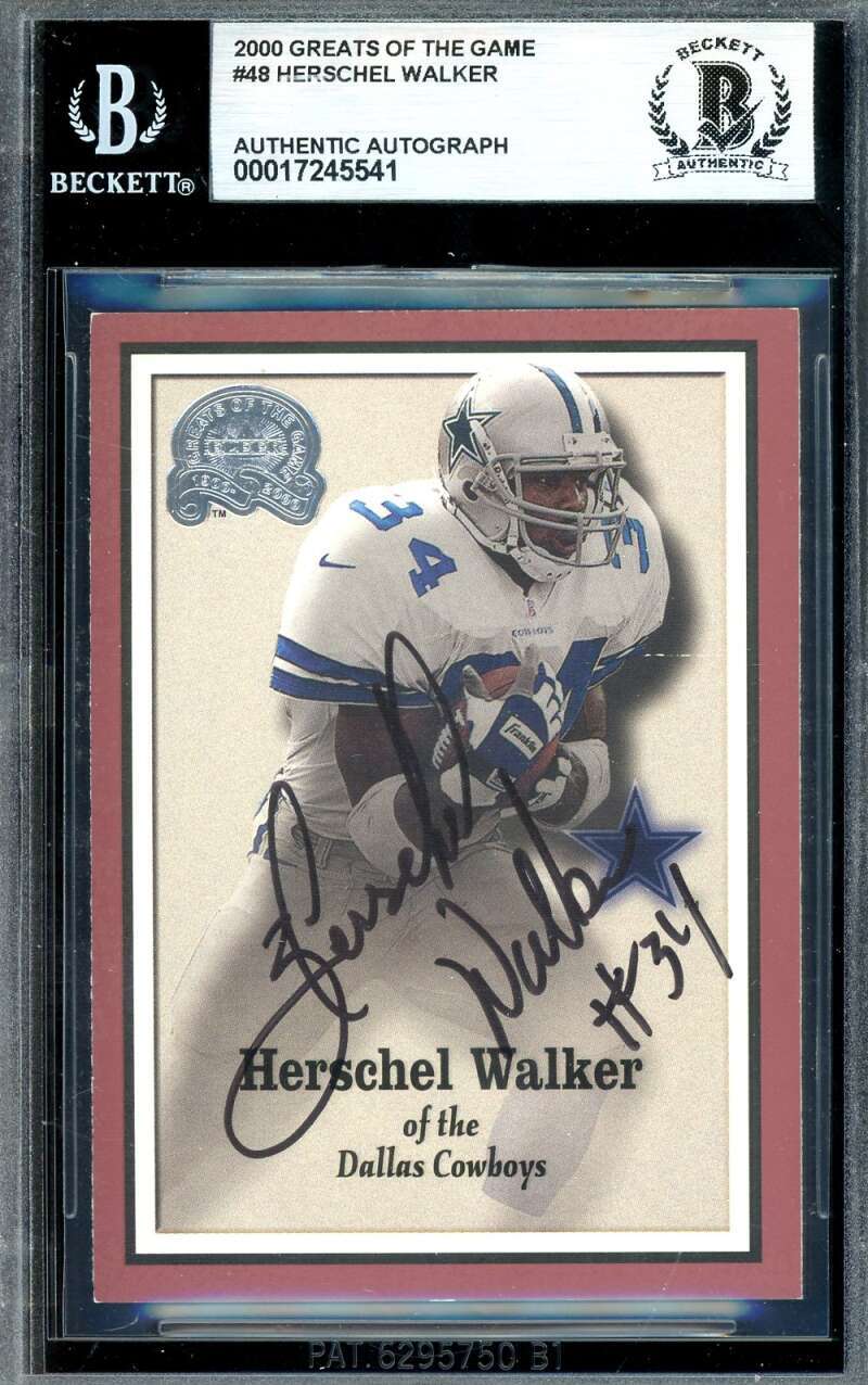 Herschel Walker Beckett BAS Signed 2000 Fleer Greats of The Game Autograph