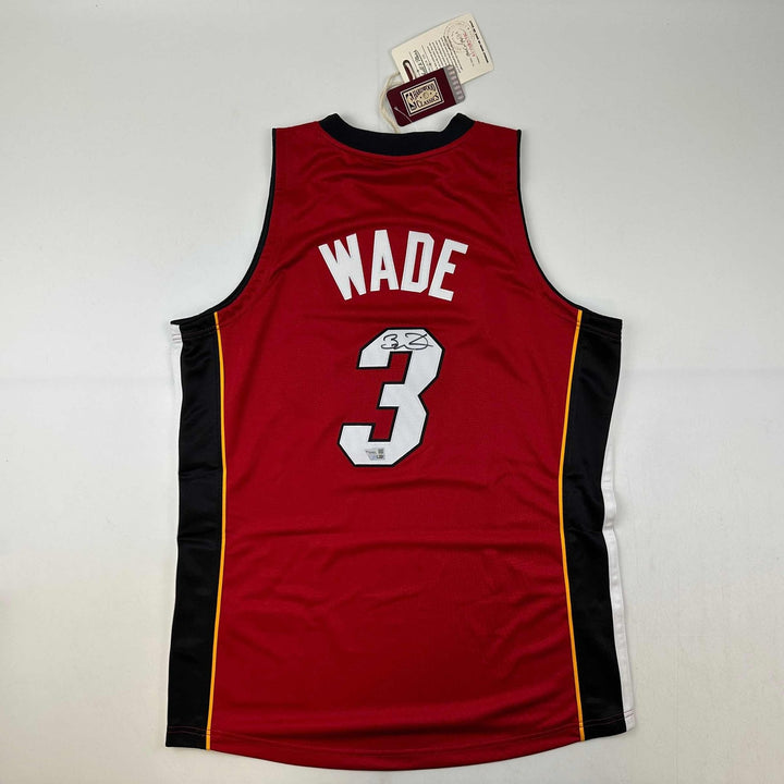 Signed Dwyane Wade Miami Heat Red 2005-06 M&N Jersey Fanatics COA