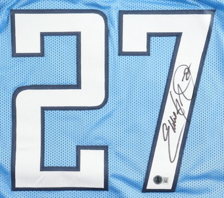 Eddie George Tennessee Signed Light Blue Football Jersey BAS