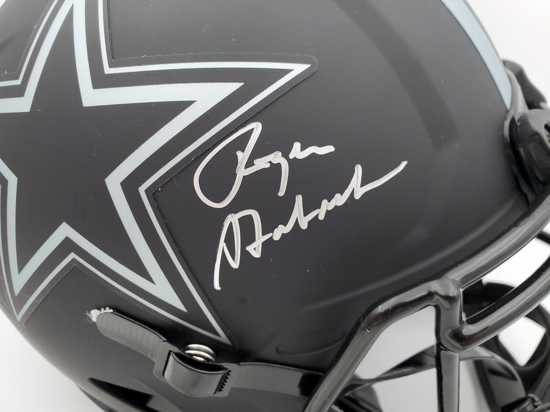 Roger Staubach Auto Eclipse Black Cowboys Full Size Authentic Spd Helmet Beckett