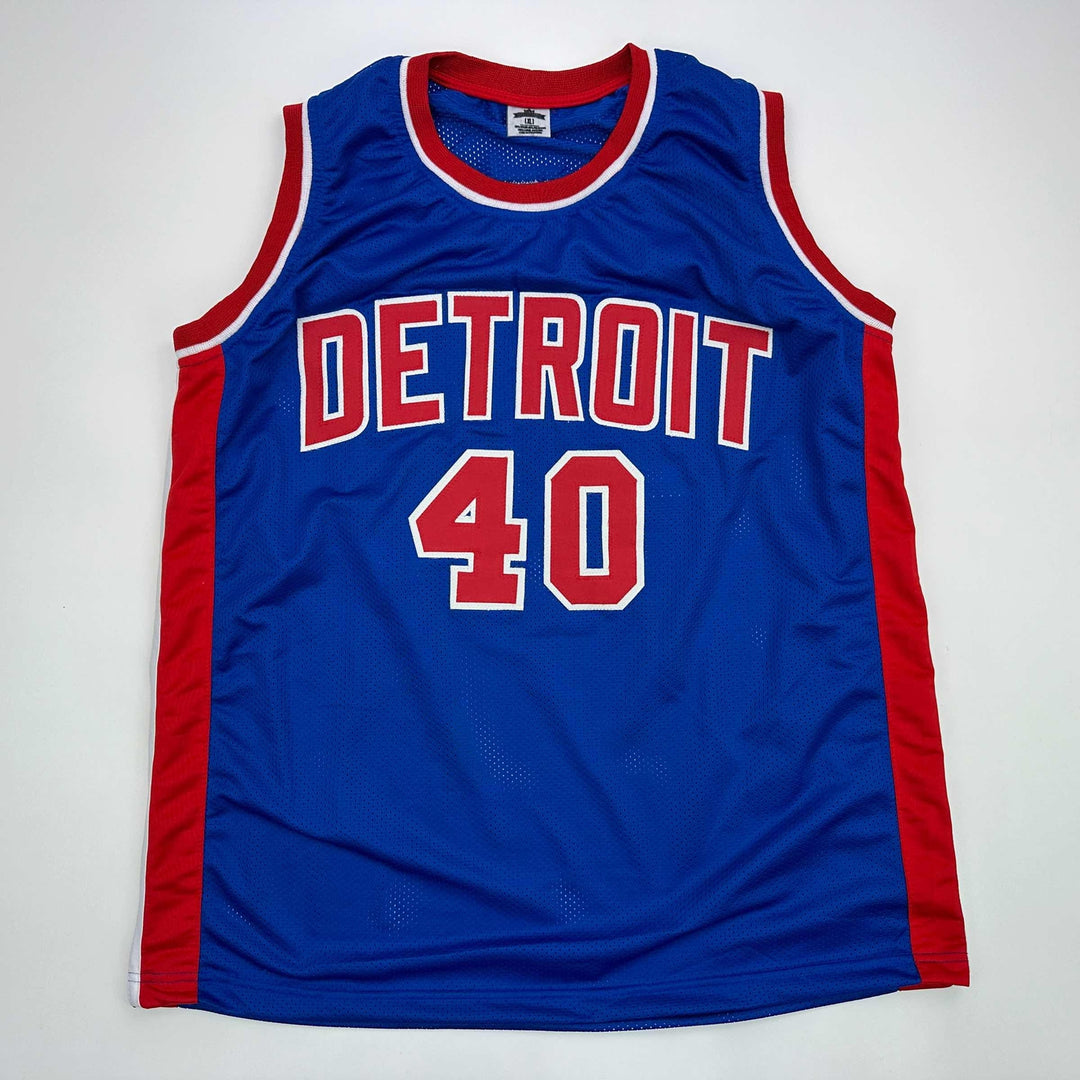 Facsimile Autographed Bill Laimbeer Detroit Blue Reprint Jersey Size Men's XL