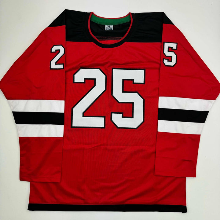 Autographed/Signed Jacob Markstrom New Jersey Red Hockey Jersey JSA COA