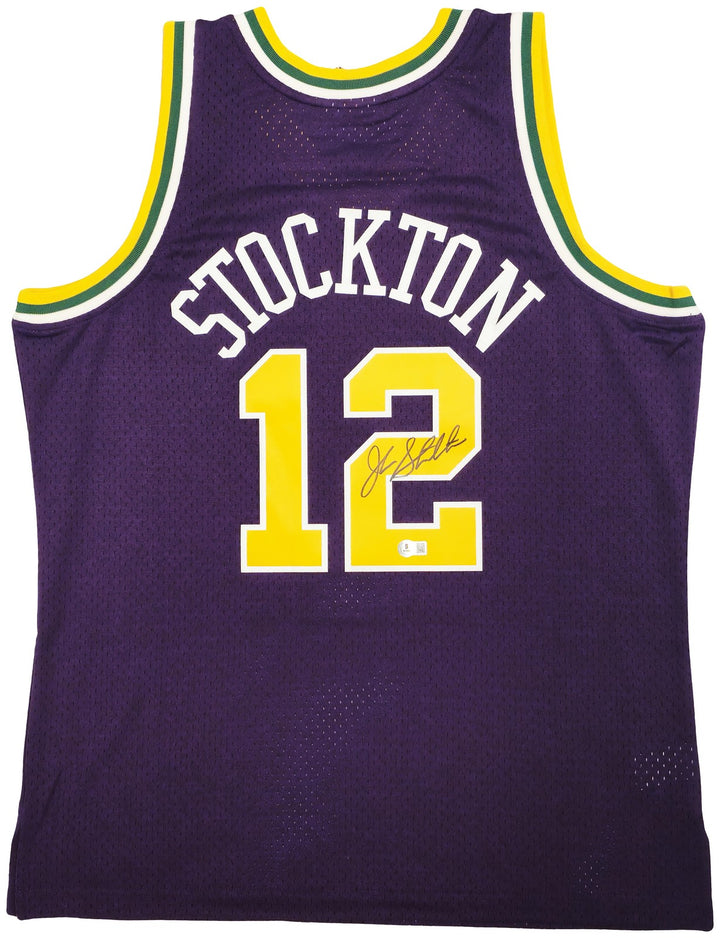 Jazz John Stockton Auto Purple Authentic Mitchell Ness 91 HWC Swingman Jersey XL