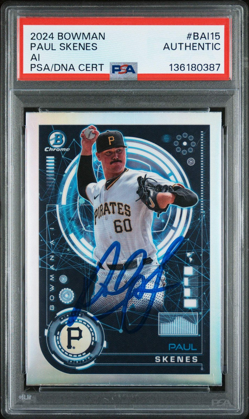 Graded 2024 Topps Bowman Paul Skenes #BAI15 AI Rookie RC Card PSA Authentic Auto