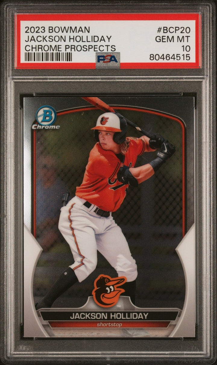 Graded 2023 Bowman Jackson Holliday #BCP20 Chrome Prospects Card PSA 10