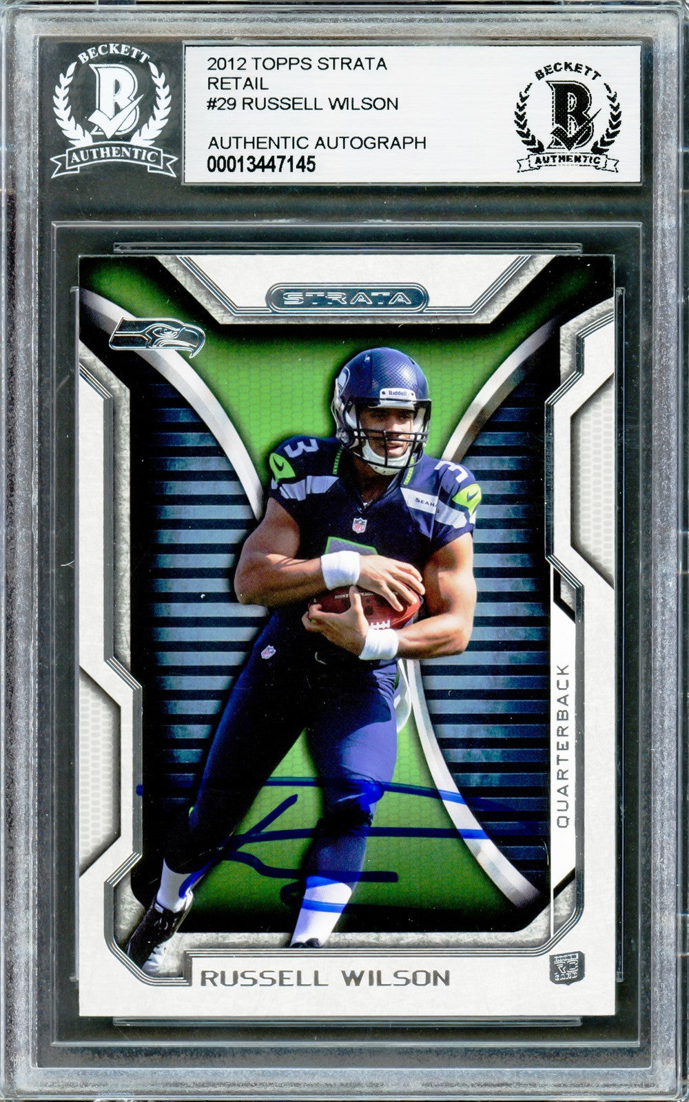Russell Wilson Signed 2012 Topps Strata Retail RC 29 Seattle Seahawks Beckett
