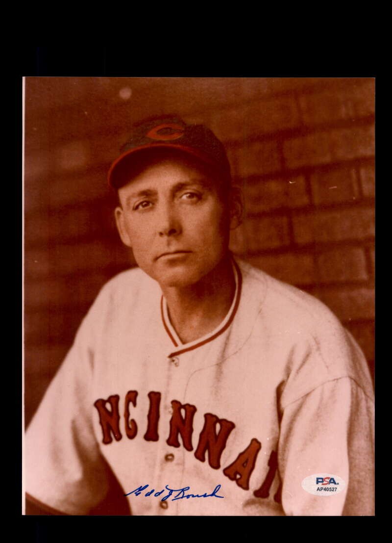 Edd Roush PSA DNA Signed 8x10 Photo Autograph Reds