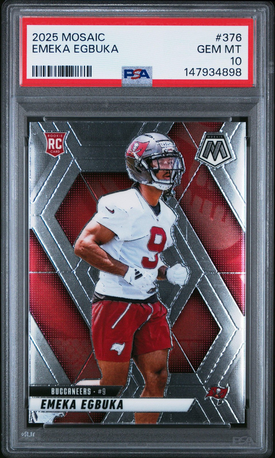 Graded 2025 Panini Mosaic Emeka Egbuka #376 Rookie RC Football Card PSA 10