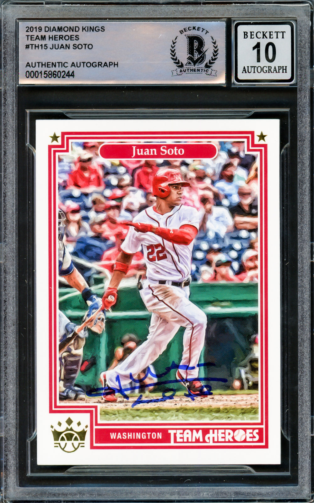 Juan Soto Autographed 2019 Diamond Kings Team Heroes Card Gem 10 Auto Beckett