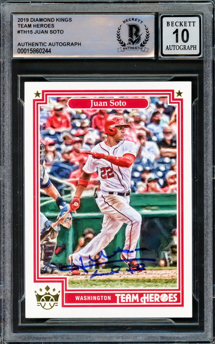 Juan Soto Autographed 2019 Diamond Kings Team Heroes Card Gem 10 Auto Beckett