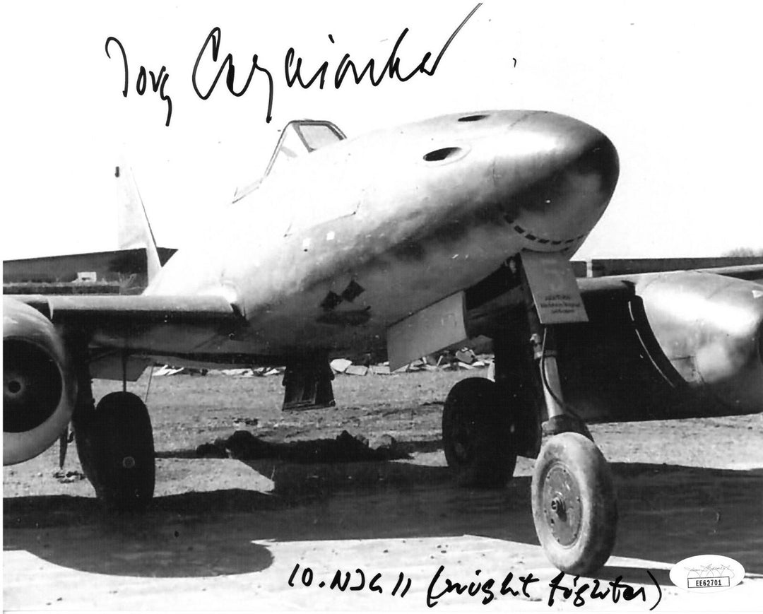 Jorg Czypionka signed WWII German ME-262 Luftwaffe Pilot 8x10 Photo- JSA Holo