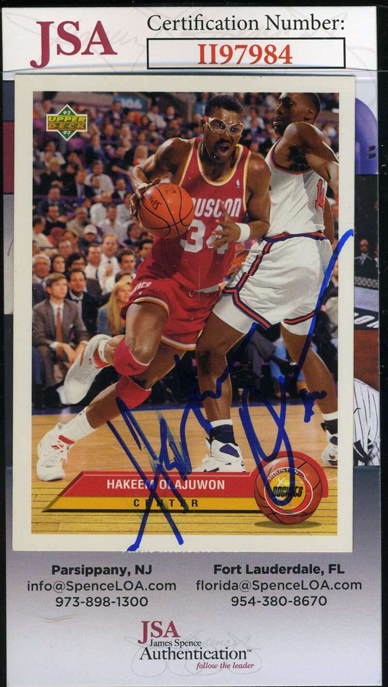 Akeem Olajuwon JSA Coa Autograph 1992 Upper Deck Hand Signed