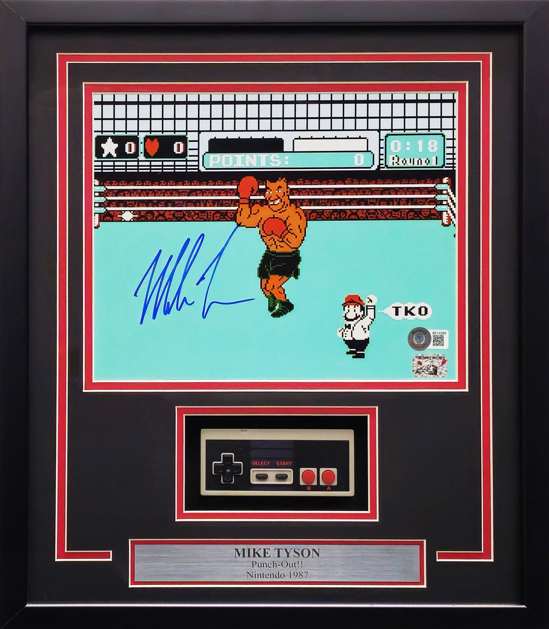 Mike Tyson Signed 11x14 Nintendo Punch-Out!! Photo With NES Controller BAS QR
