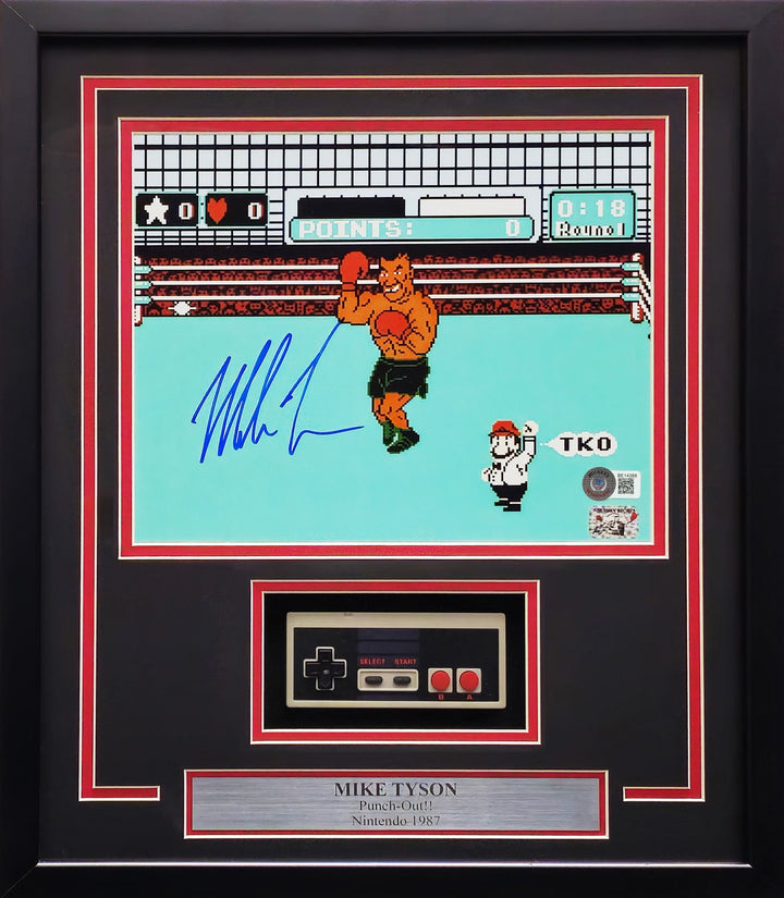 Mike Tyson Signed 11x14 Nintendo Punch-Out!! Photo With NES Controller BAS QR