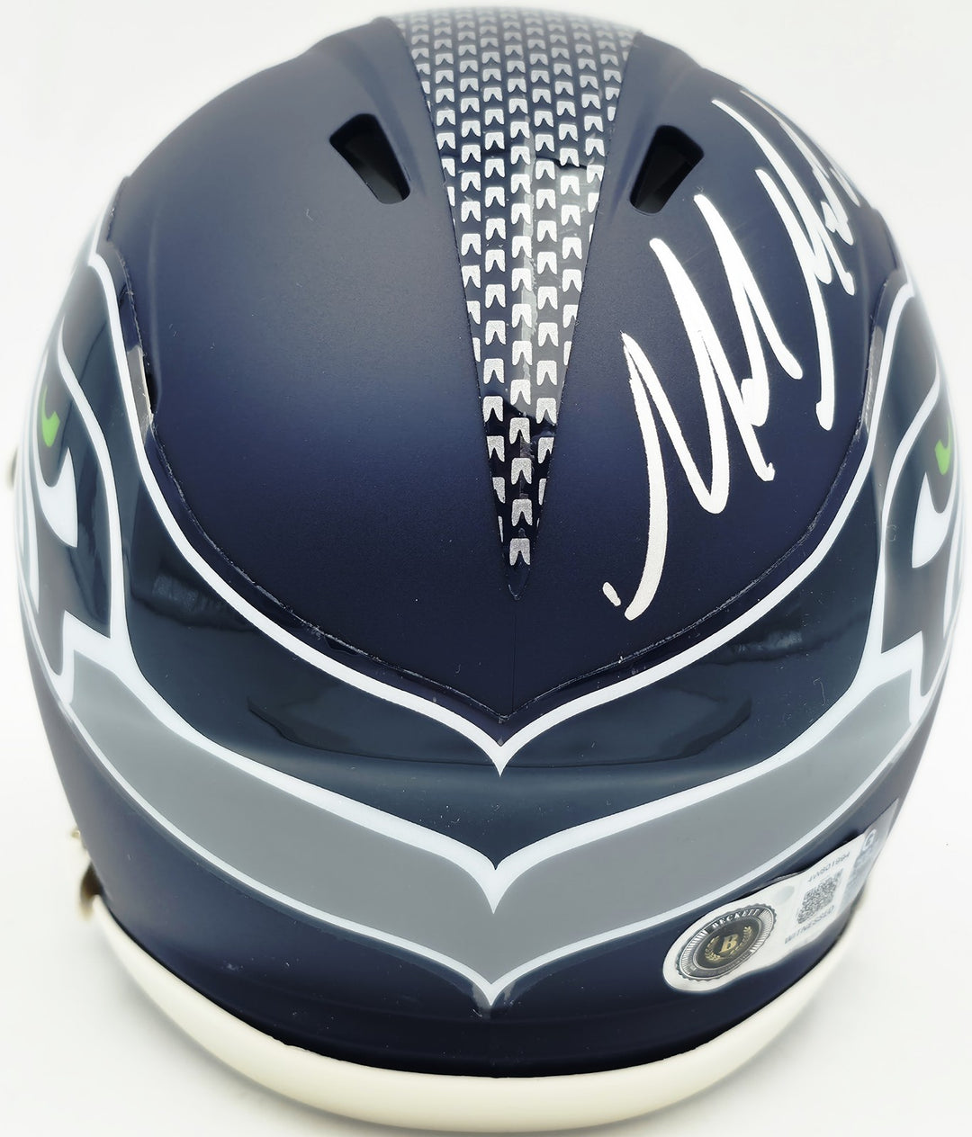 Mike Macdonald Signed Seahawks Blue Speed Mini Helmet Beckett Witness