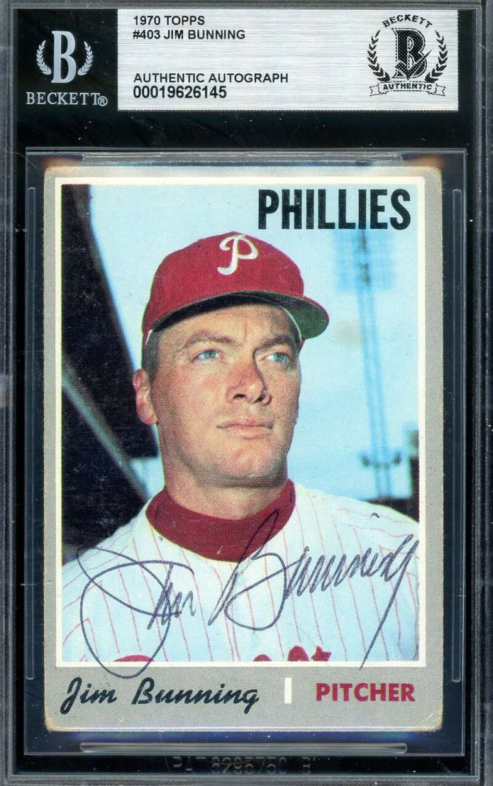 Jim Bunning Beckett BAS Signed 1970 Topps Autograph