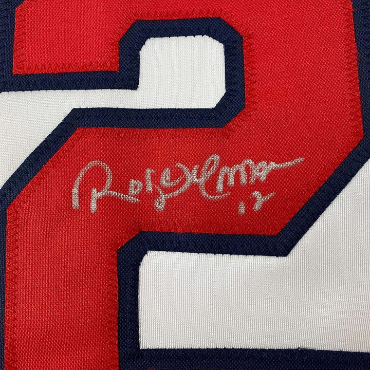 Framed Signed Roberto Alomar 35x39 Cleveland White Jersey JSA COA