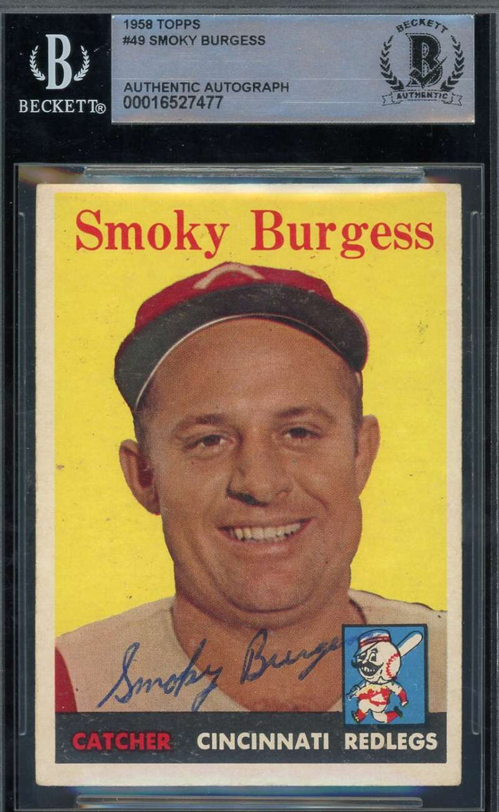 Smoky Burgess Beckett BAS Signed 1958 Topps Autograph