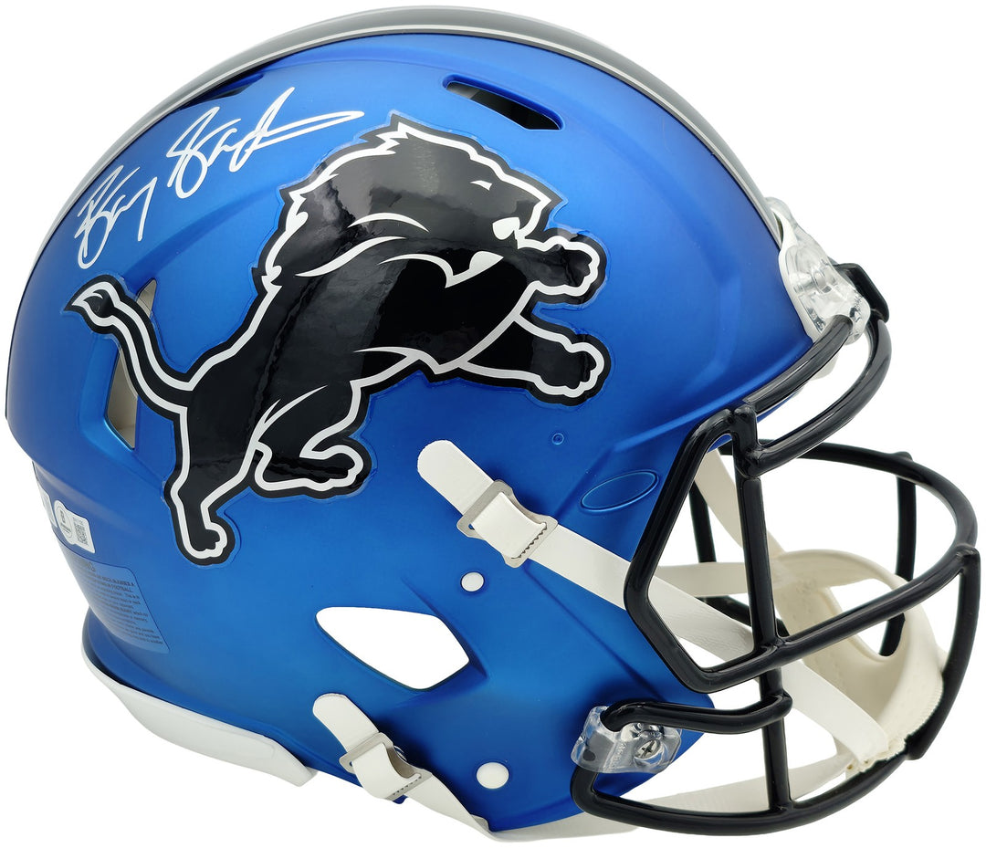 Barry Sanders Auto Lions 2024 Alt Blue Full Size Speed Authentic Helmet Beckett