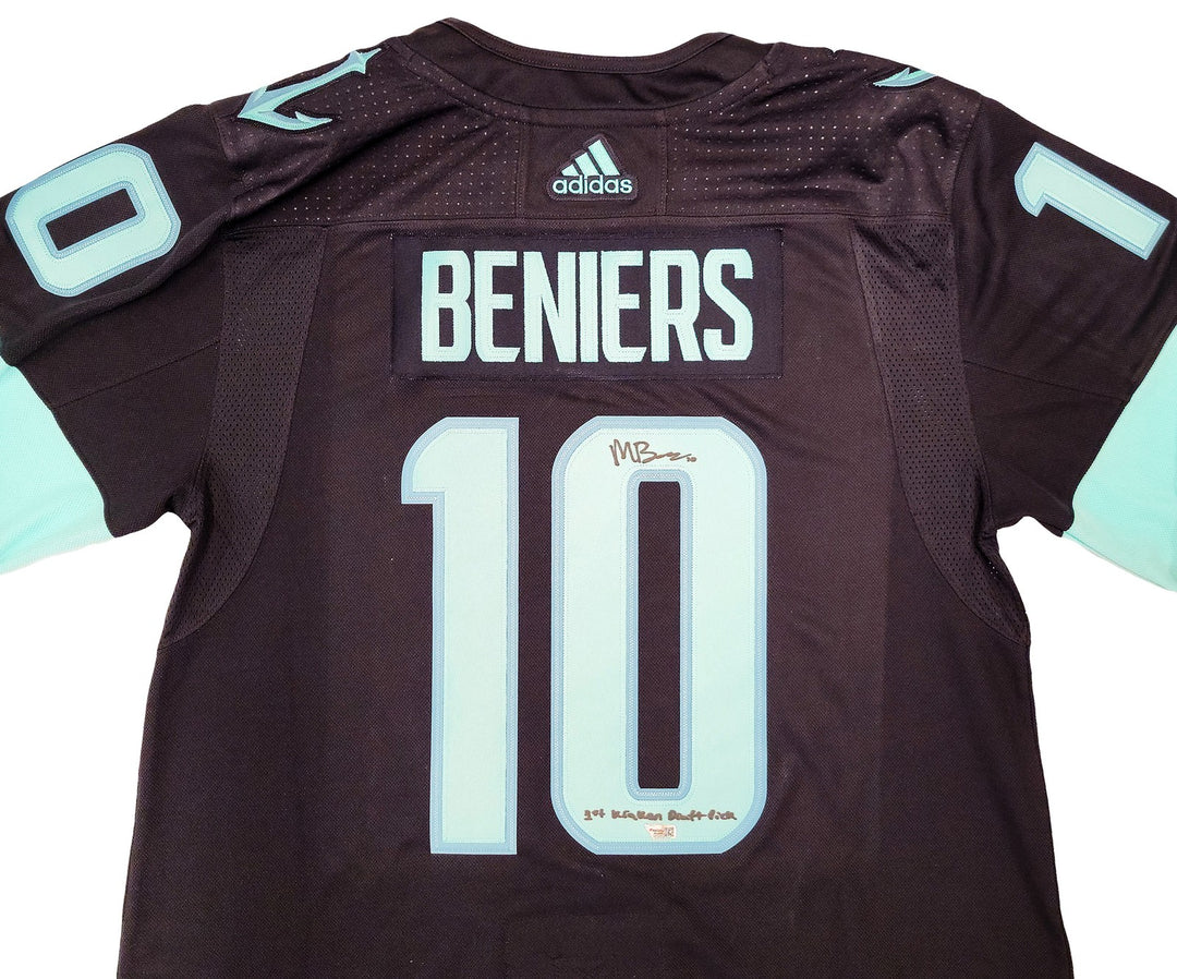 Kraken Matty Beniers Auto Blue Adidas Jersey Inaugural 1st Draft Pick Fanatics