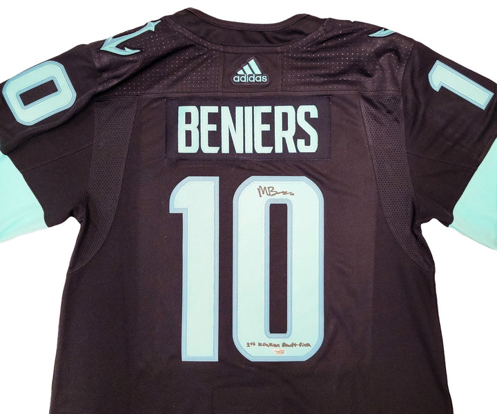 Kraken Matty Beniers Auto Blue Adidas Jersey Inaugural 1st Draft Pick Fanatics
