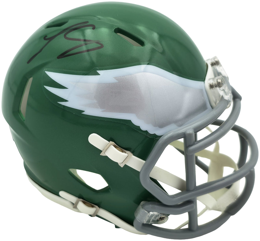 LeSean McCoy Auto Eagles Green 2023 Alternate Speed Mini Helmet Beckett Witness