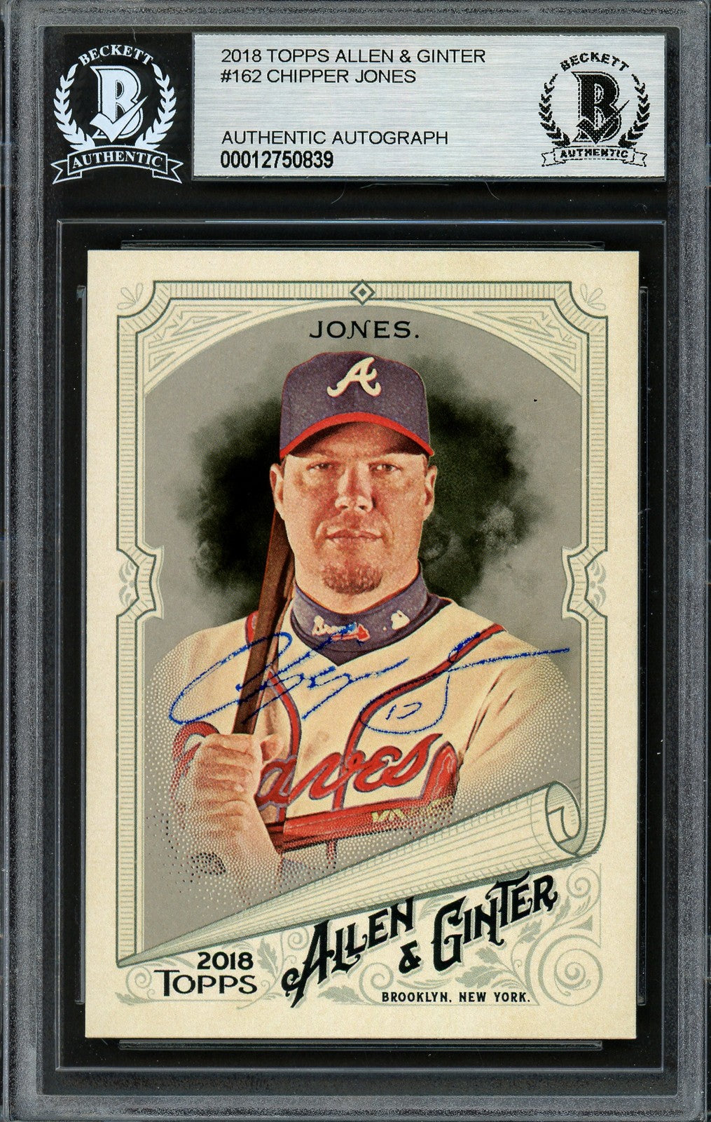 Chipper Jones Signed 2018 Topps Allen & Ginter Card 162 Braves Beckett #12750839