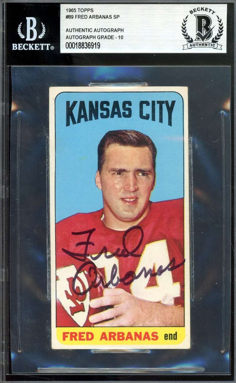 Fred Arbanas Gem Mint 10 Beckett BAS Signed 1965 Topps SP Autograph