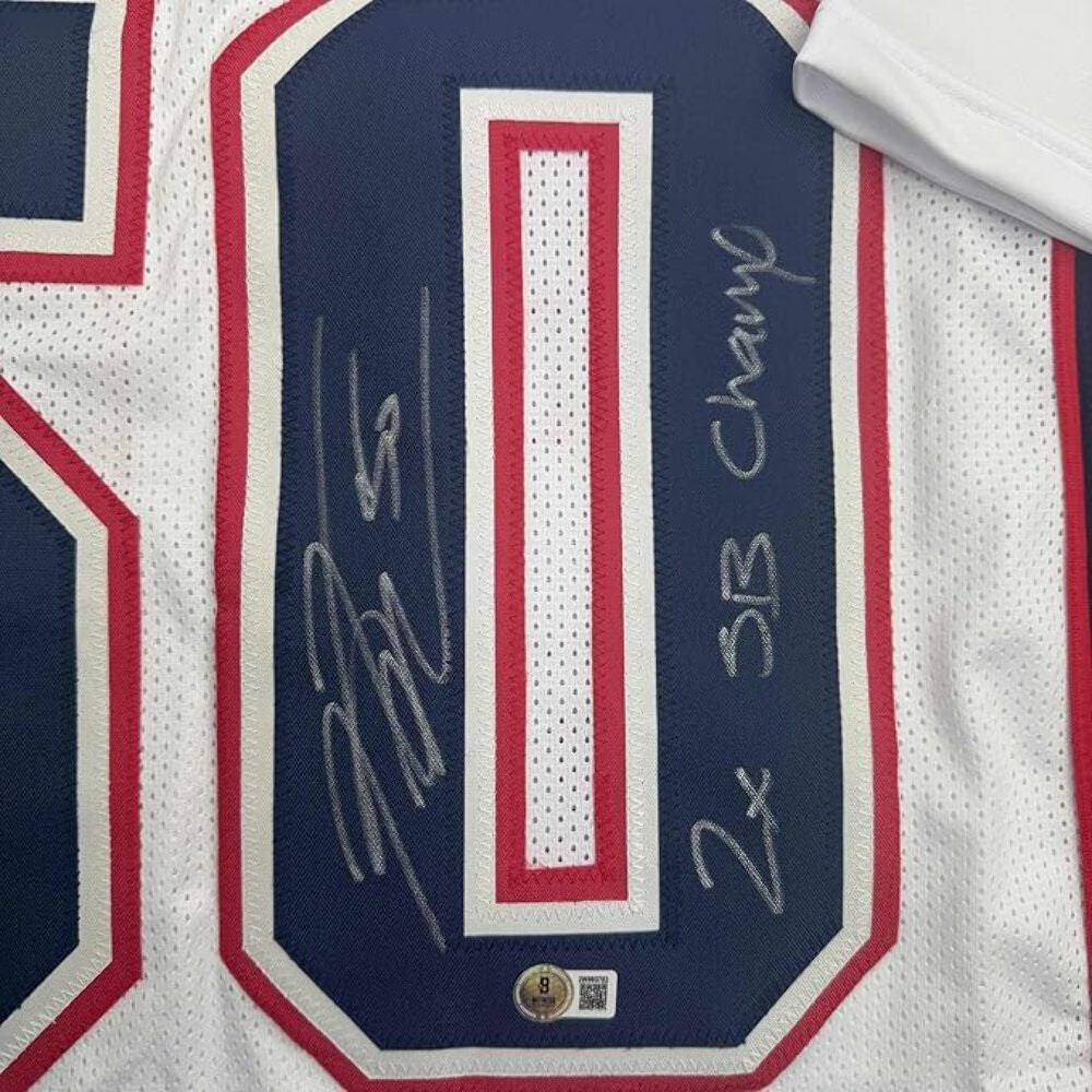Framed Autographed/Signed Rob Ninkovich 35x39 New England White Jersey BAS COA