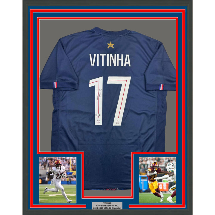 Framed Autographed/Signed Vitinha 35x39 PSG Paris Saint Germain Jersey BAS COA
